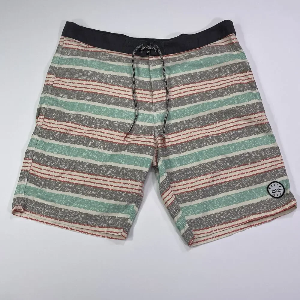 Katin Board Shorts Men’s 33 Swim Trunks Surf Striped Drawstring 8”
